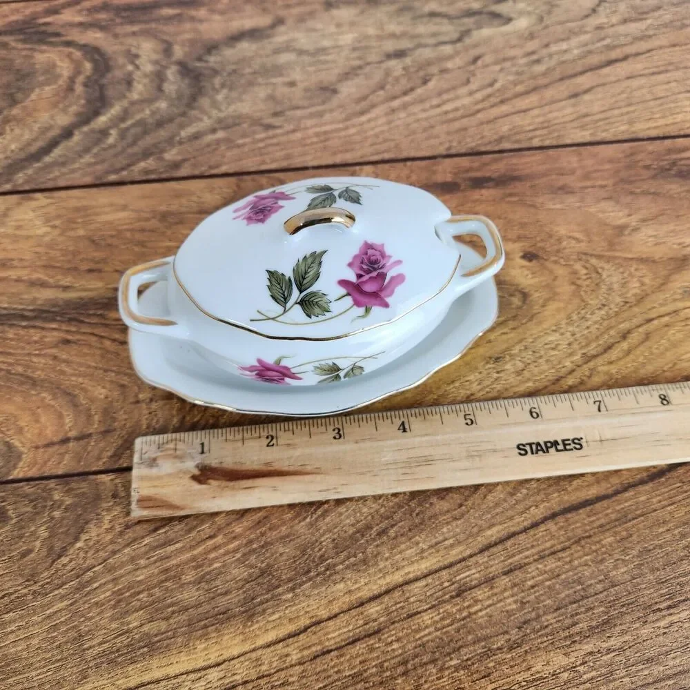 Vintage Royal Sealy Rose Floral sugar bowl White Bone China Floral Flowers
